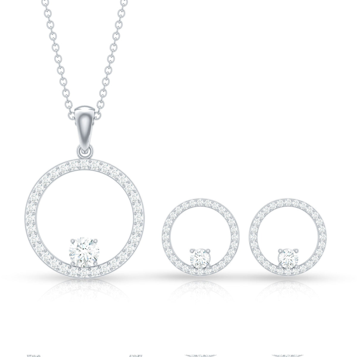 Certified Moissanite Open Circle Jewelry Set