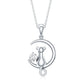 Certified Diamond Cat on Moon Necklace