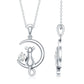 Certified Diamond Cat on Moon Necklace
