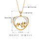 Diamond Elephant Mother Child Necklace