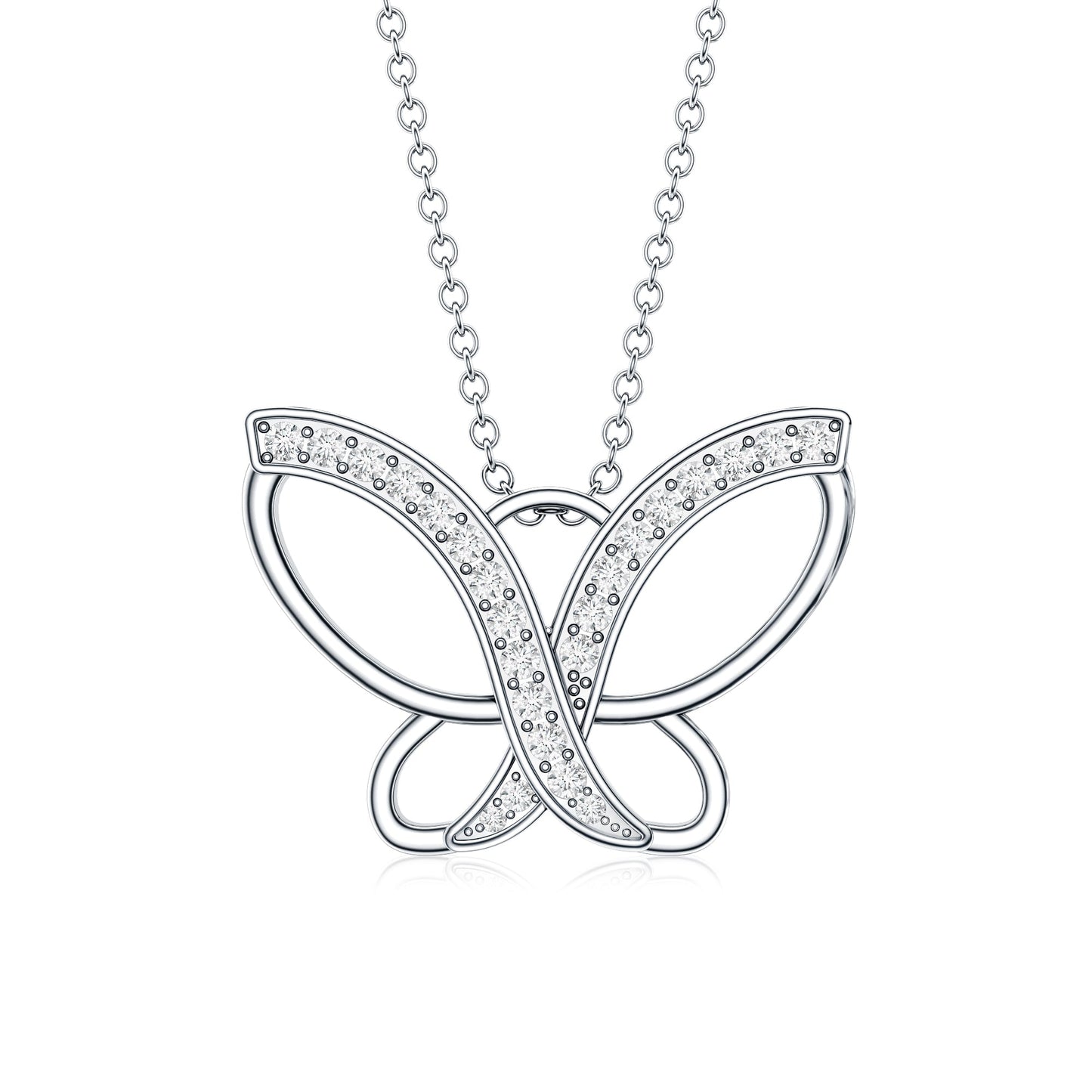 Diamond Butterfly Pendant Necklace For Women