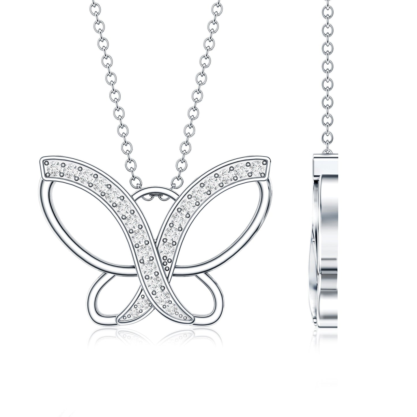 Diamond Butterfly Pendant Necklace For Women