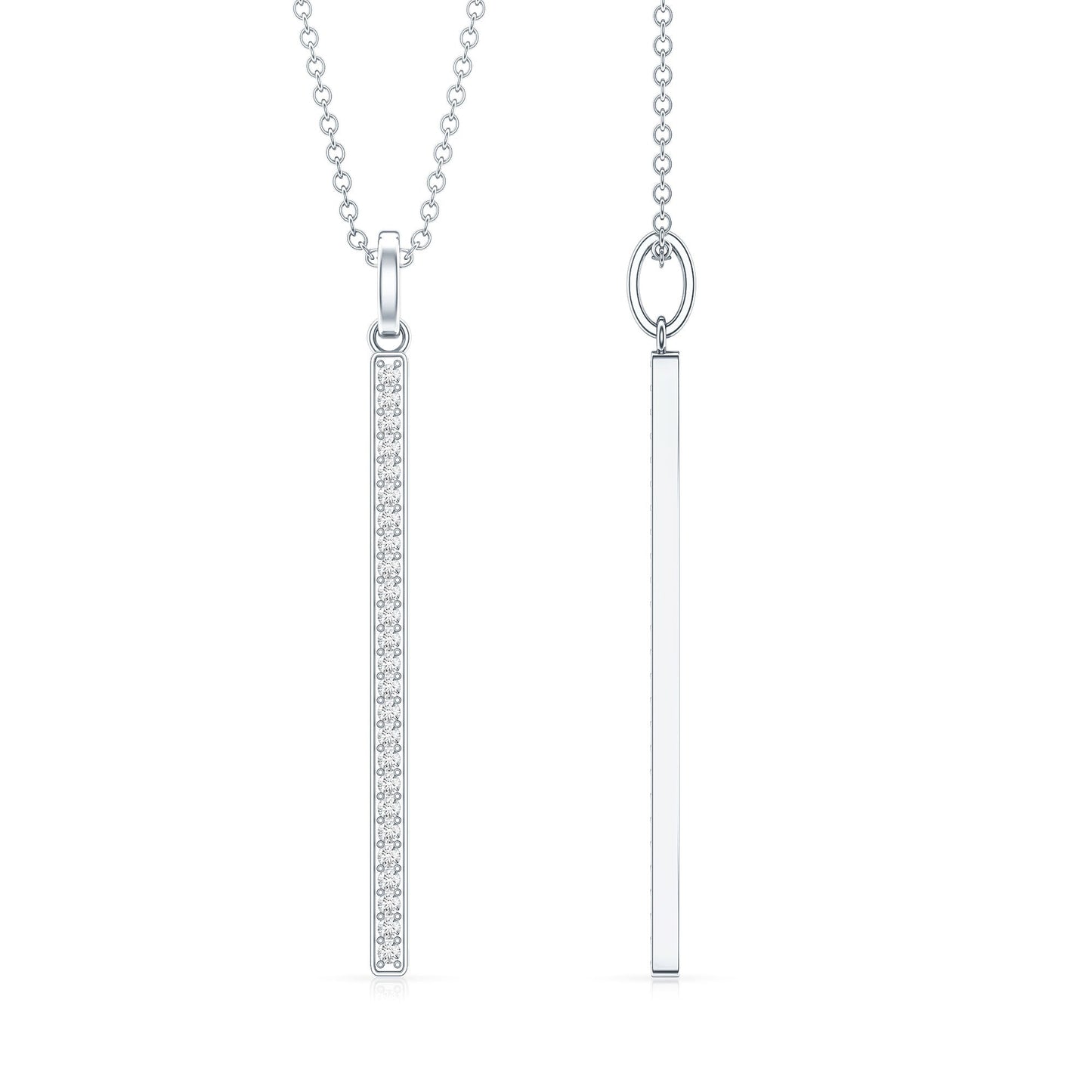 Round Cut Diamond Bar Necklace For Women