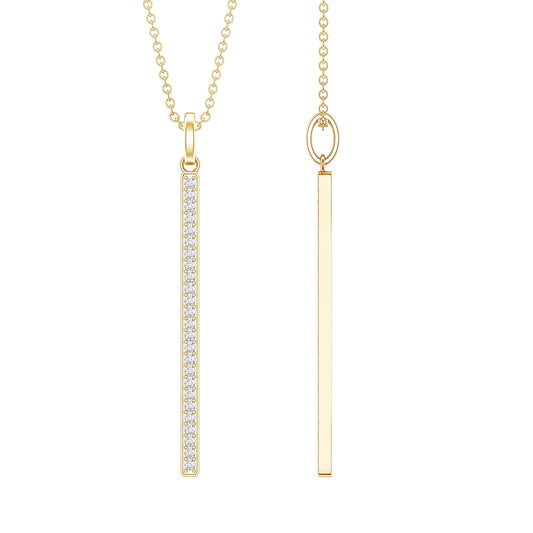 Round Cut Diamond Bar Necklace For Women