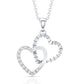 Pave Set Diamond Double Heart Necklace