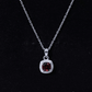 Cushion Cut Garnet and Moissanite Halo Pendant Necklace With Chain