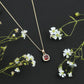 Cushion Cut Garnet and Moissanite Halo Pendant Necklace With Chain