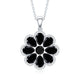 Certified Black Spinel Flower Necklace with Moissanite Halo