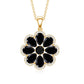 Certified Black Spinel Flower Necklace with Moissanite Halo