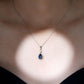 Certified London Blue Topaz Teardrop Necklace with Moissanite Halo