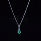 Pear Cut Emerald Solitaire Pendant with Diamond Accent Bail