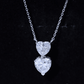 Certified Moissanite Double Heart Necklace in Prong Setting
