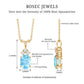 Real 1 Carat Oval Cut Aquamarine Pendant Necklace with Diamond Trio