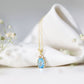 Real 1 Carat Oval Cut Aquamarine Pendant Necklace with Diamond Trio