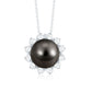 8 Carat Tahitian Black Pearl Sunflower Necklace with Diamond Halo