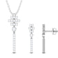 Conjunto de collar y pendientes de barra de diamantes contemporáneo para mujer
