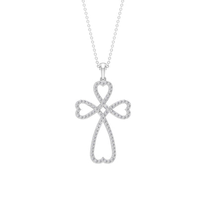 Certified Moissanite Heart Cross Pendant Necklace
