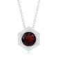 Solitaire Garnet Hexagonal Pendant Necklace