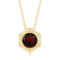 Solitaire Garnet Hexagonal Pendant Necklace