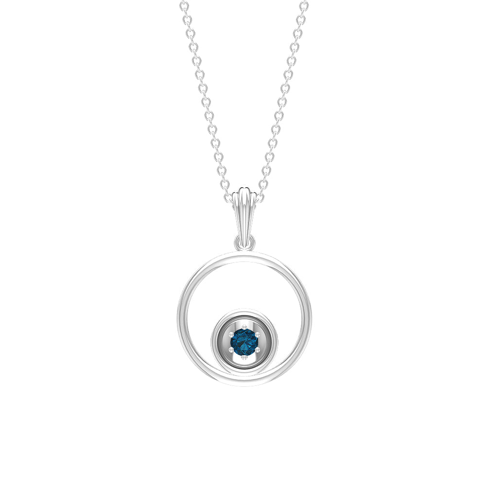 Collar de círculo abierto con topacio azul de Londres auténtico y certificado