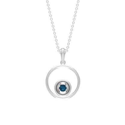 Collar de círculo abierto con topacio azul de Londres auténtico y certificado