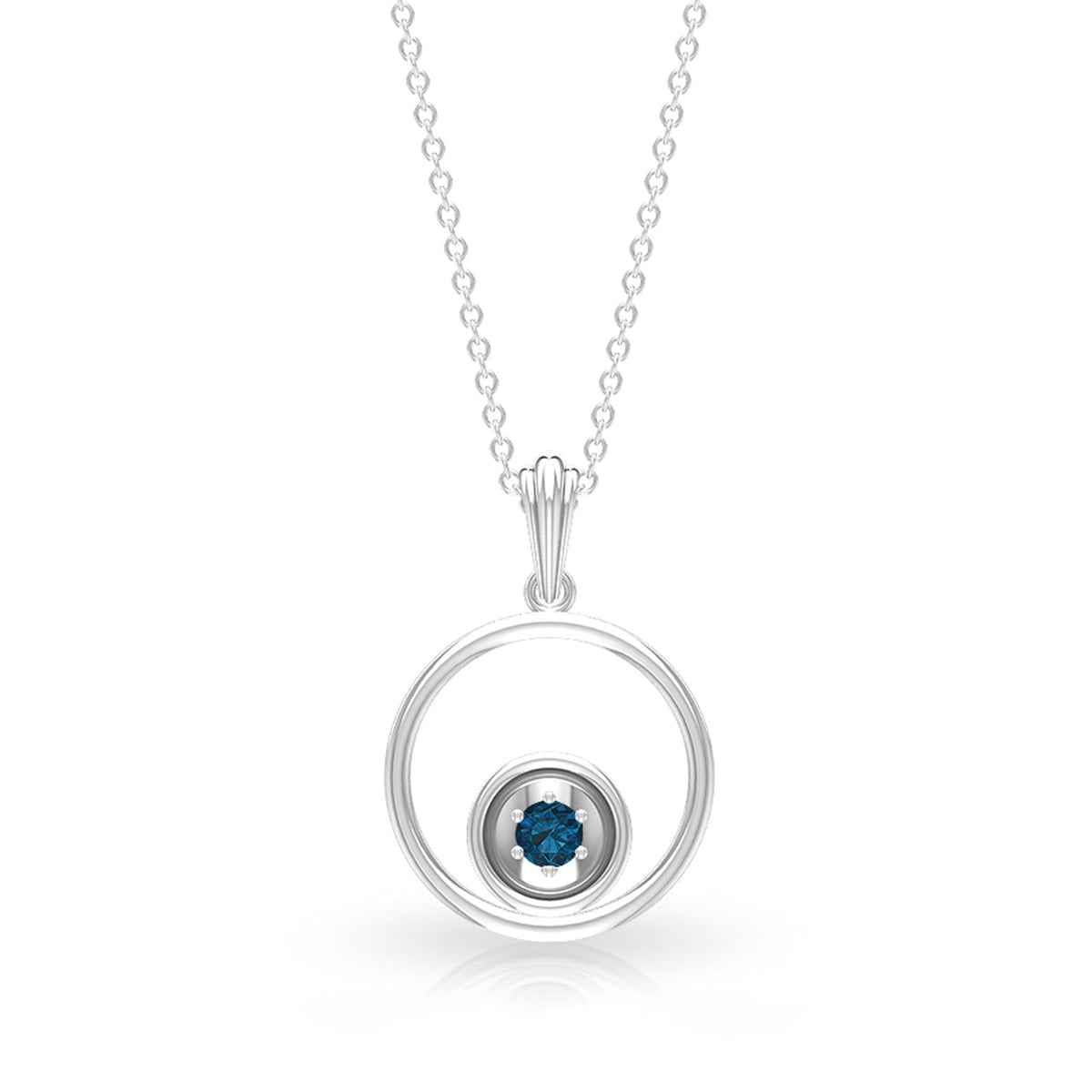 Collar de círculo abierto con topacio azul de Londres auténtico y certificado