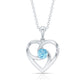 March Birthstone Aquamarine Solitaire Heart Necklace With Chain