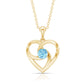 March Birthstone Aquamarine Solitaire Heart Necklace With Chain