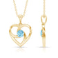 March Birthstone Aquamarine Solitaire Heart Necklace With Chain