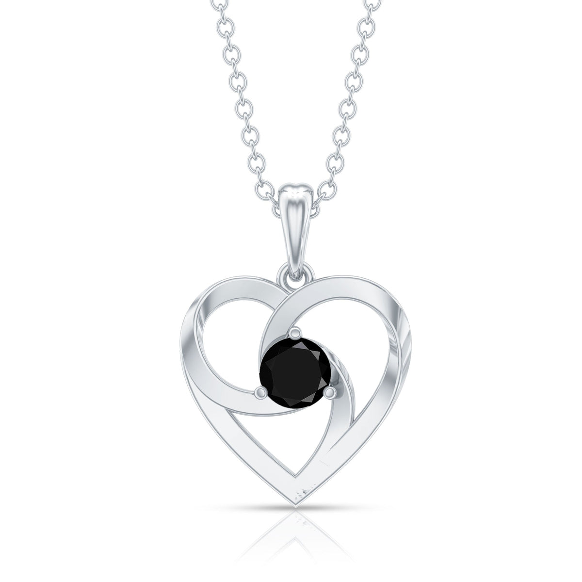 Heart Shape Black Onyx Promise Necklace For Women