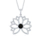 Natural Black Onyx Flower Pendant Necklace for Women