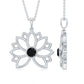 Natural Black Onyx Flower Pendant Necklace for Women