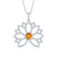 Bezel Set Citrine Lotus Flower Necklace With Chain
