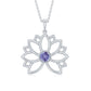 Bezel Set Tanzanite Lotus Flower Pendant Necklace
