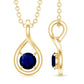 Genuine Round Cut Blue Sapphire Teardrop Pendant