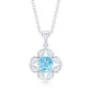 Natural Aquamarine Flower Pendant Necklace with Diamond