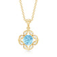 Natural Aquamarine Flower Pendant Necklace with Diamond