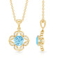 Natural Aquamarine Flower Pendant Necklace with Diamond