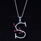 Lab Grown Ruby and Diamond Necklace with Letter S