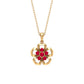 Natural Ruby Flower Pendant Necklace with Certificate