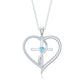 Natural Aquamarine Heart Cross Pendant Necklace