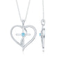 Natural Aquamarine Heart Cross Pendant Necklace