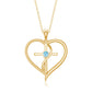 Natural Aquamarine Heart Cross Pendant Necklace