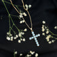 Womens Aquamarine Cross Pendant Necklace with Chain