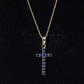 Collar con colgante de cruz de zafiro azul auténtico con cadena