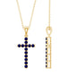 Collar con colgante de cruz de zafiro azul auténtico con cadena