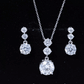 Moissanite 3 Stone Dangle Necklace and Earrings Set