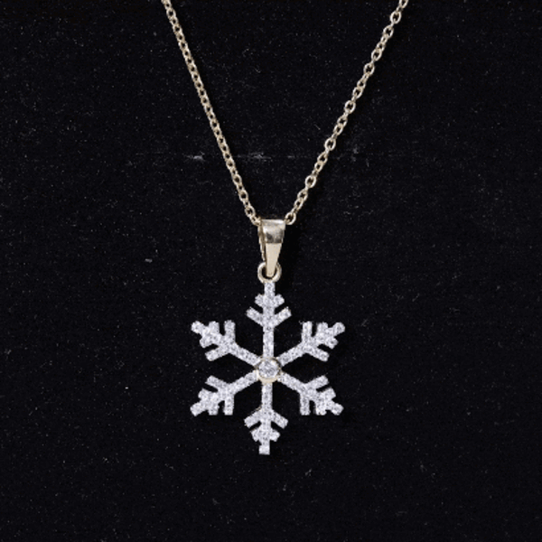 Colgante de copo de nieve con diamante genuino para mujer