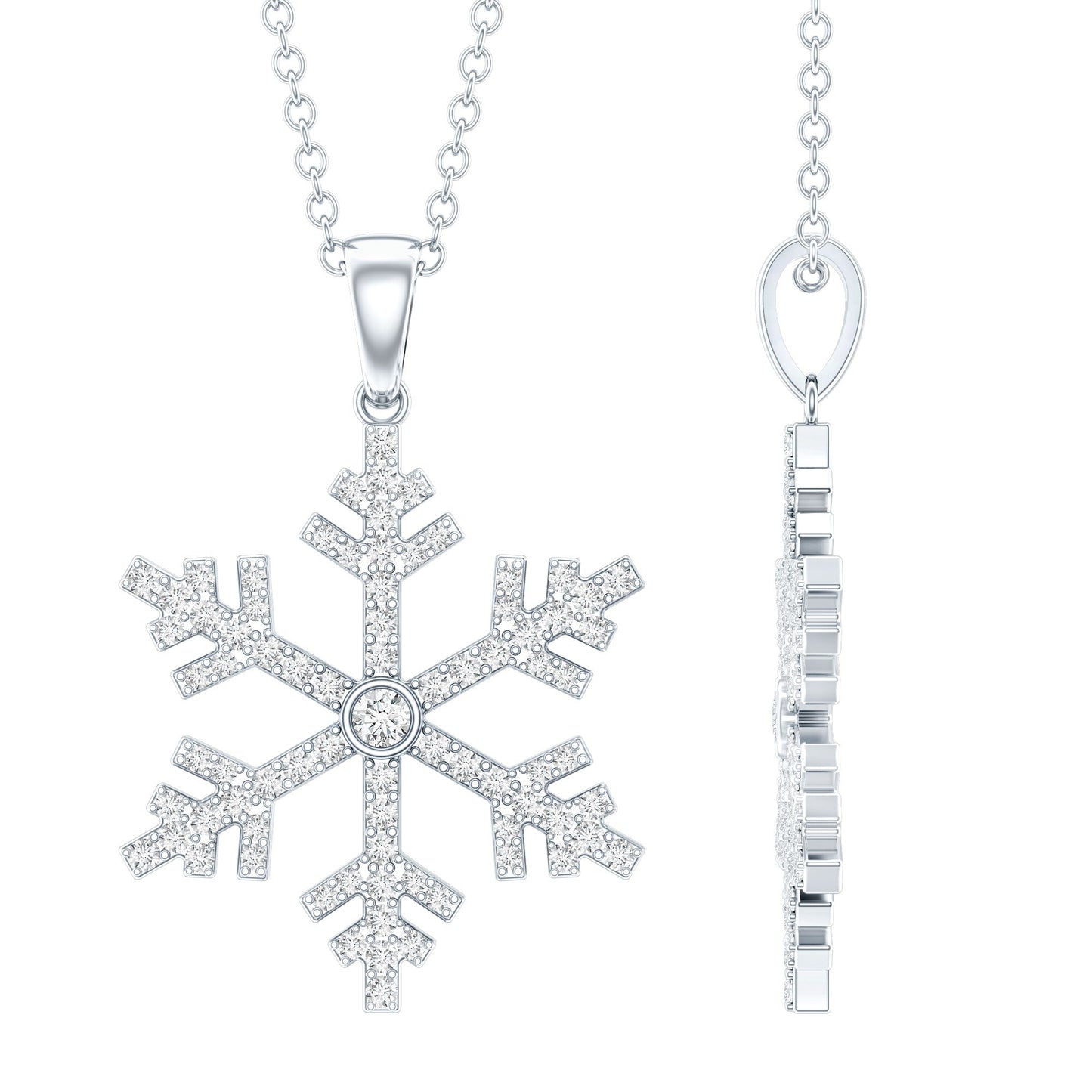 Colgante de copo de nieve con diamante genuino para mujer