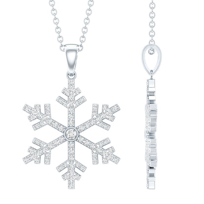 Colgante de copo de nieve con diamante genuino para mujer